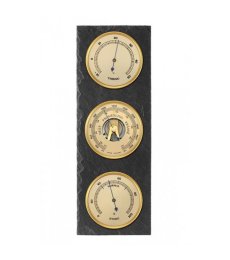 Barometr 8081 s teploměrem a vlhkoměrem - šedo-zlatý
