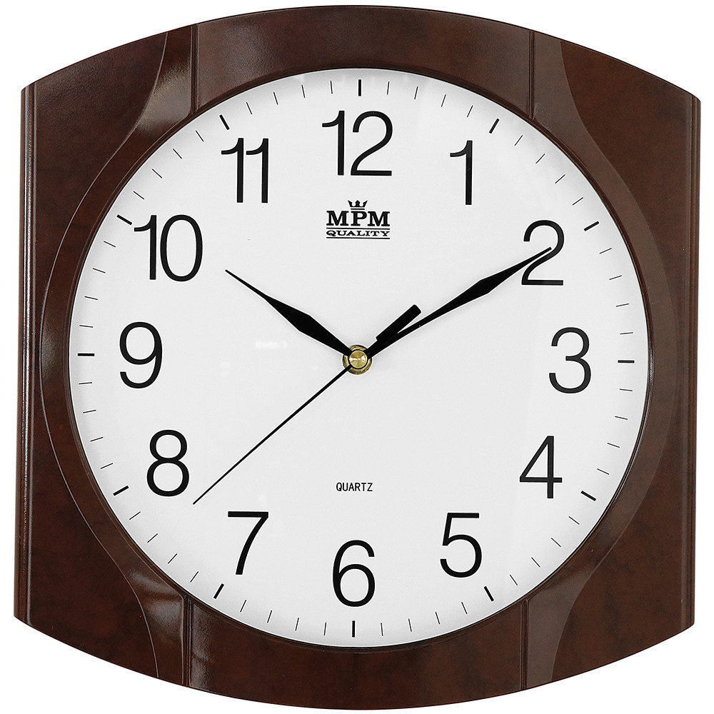MPM Plastové nástěnné hodiny s imitací dřevěného rámu E01.2437.52