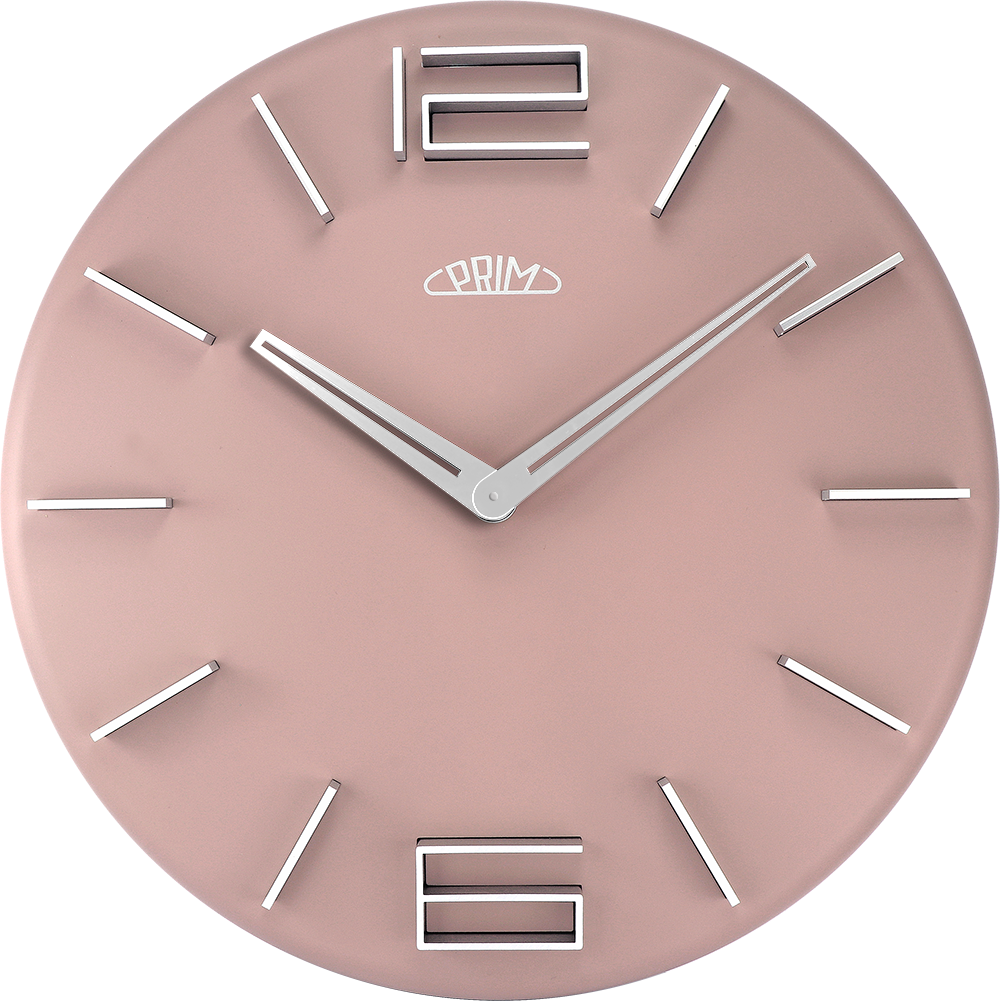 MPM Stříbrno-růžové nástěnné hodiny PRIM Pastel II E01P.4085.23