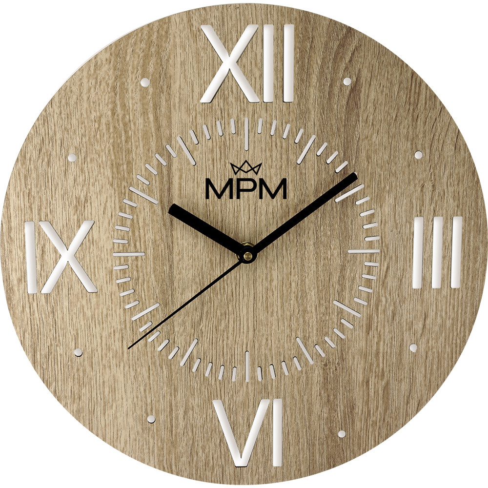 MPM Dřevěné designové nástěnné hodiny MPM Rome - B E07M.4119.50