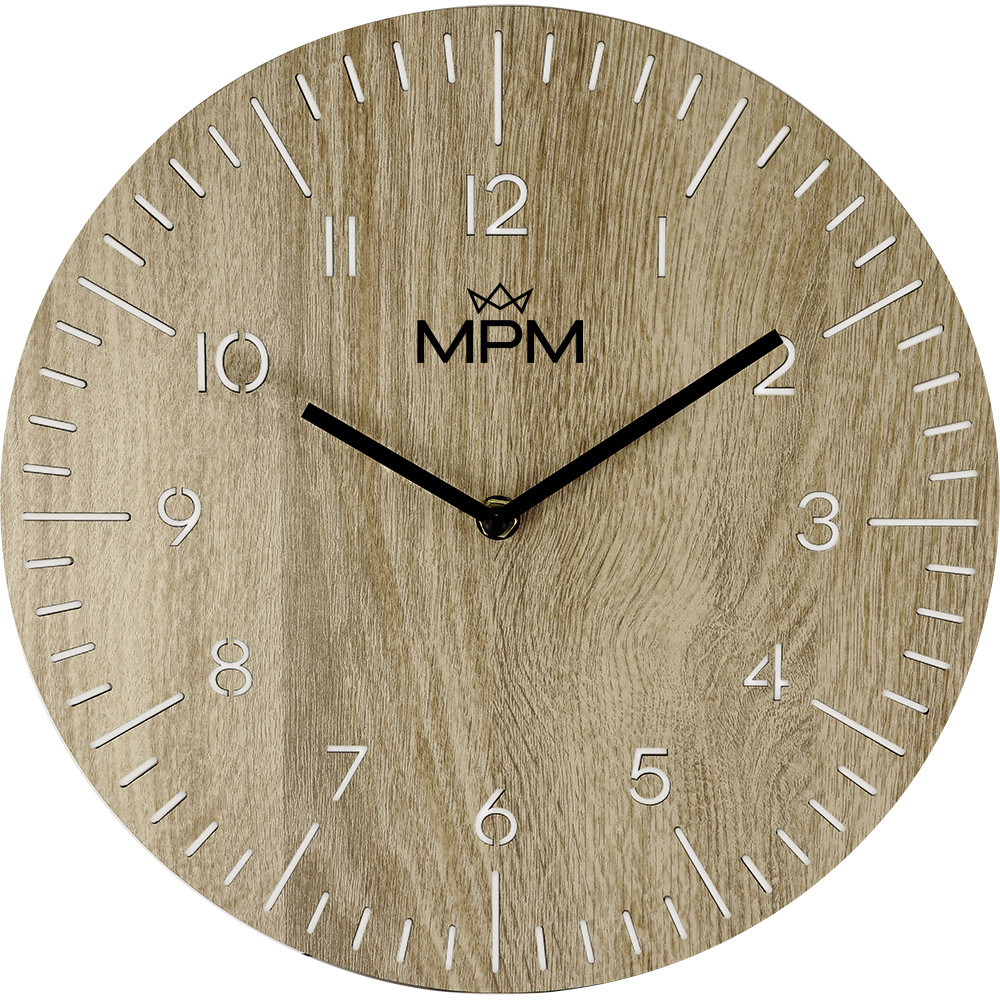 MPM Dřevěné designové nástěnné hodiny MPM Lines - B E07M.4120.50