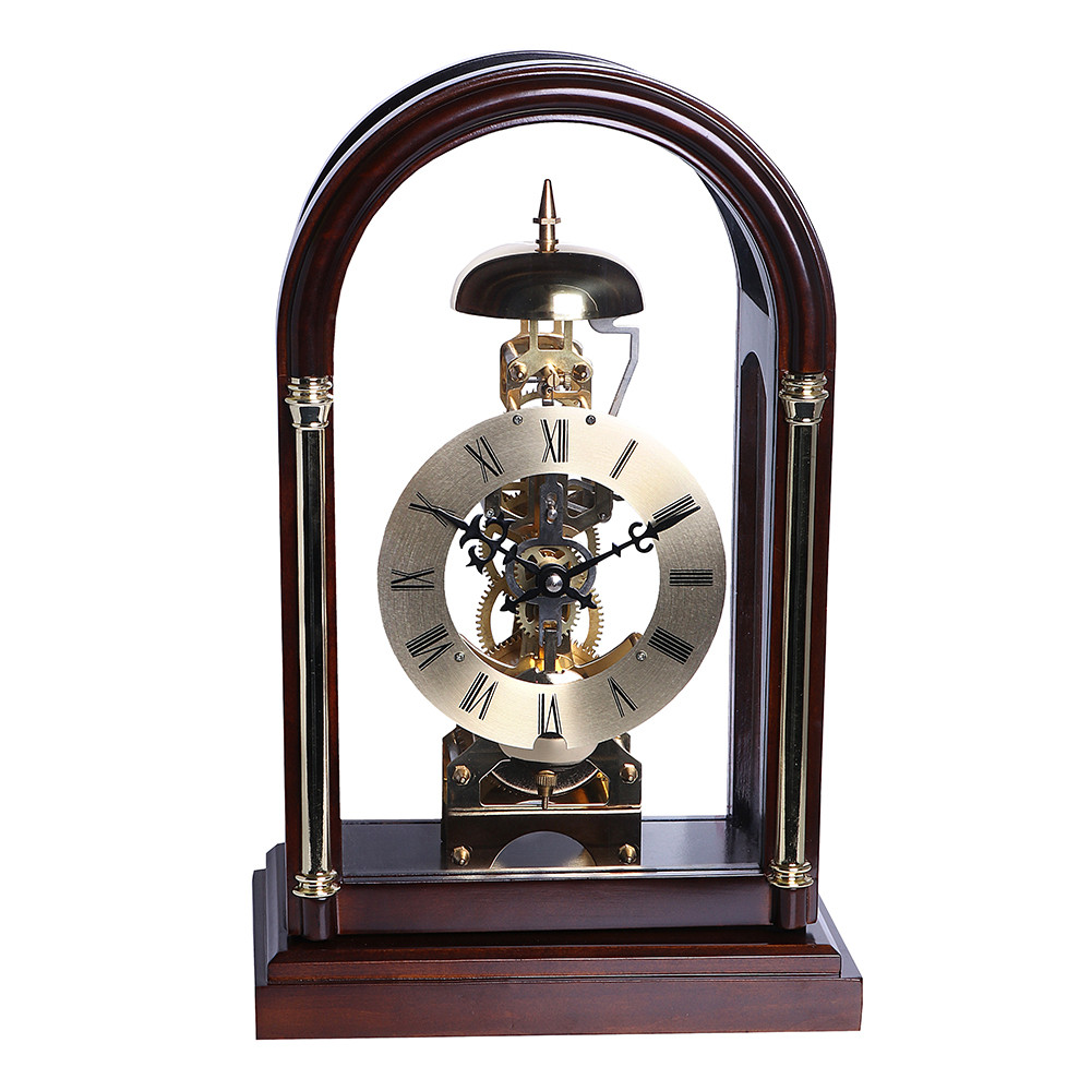 MPM Stolní dřevěné retro hodiny Skeletone E03.4181.52