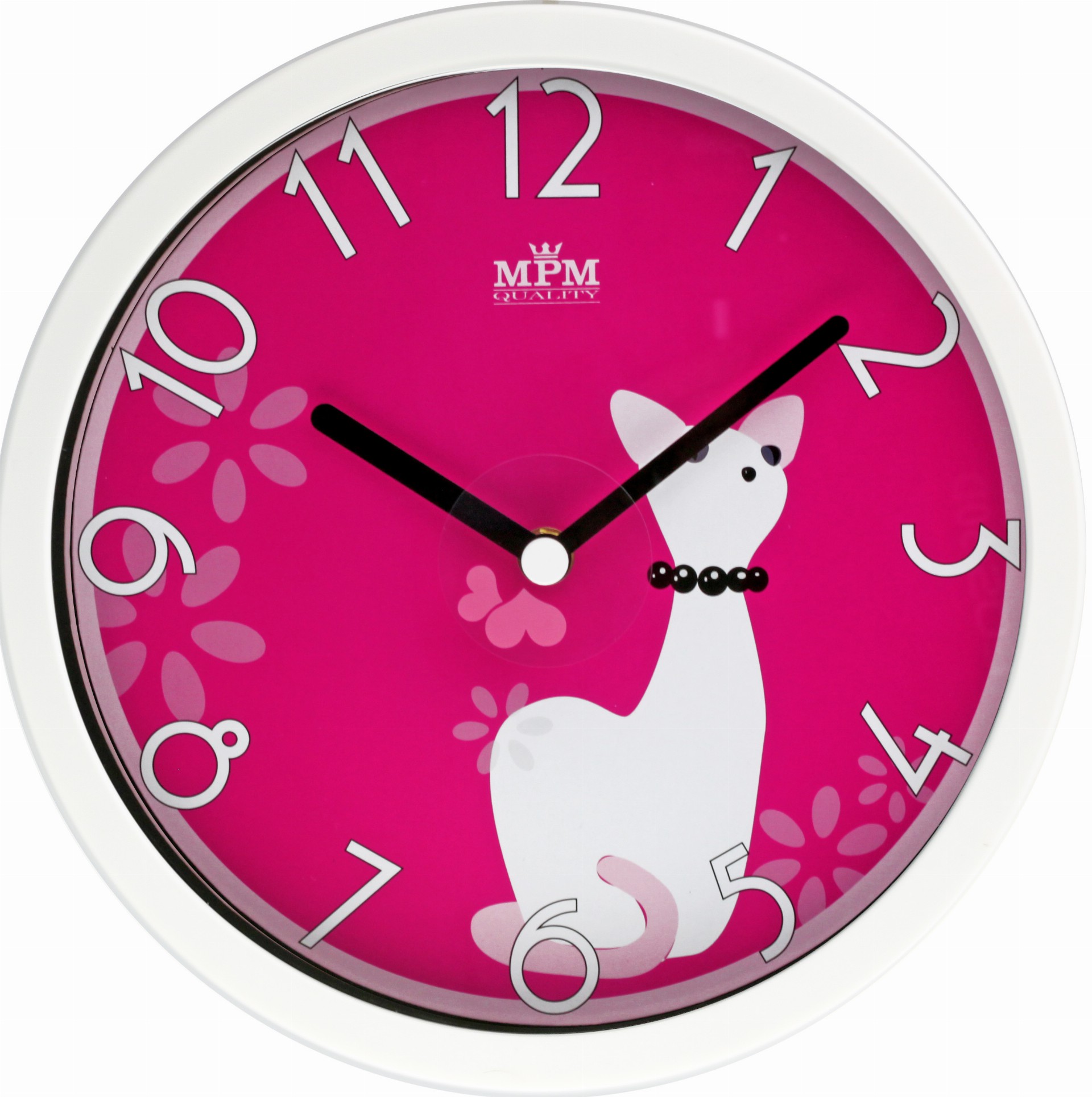 MPM Dětské růžové hodiny s kočičkou MPM E01.3089