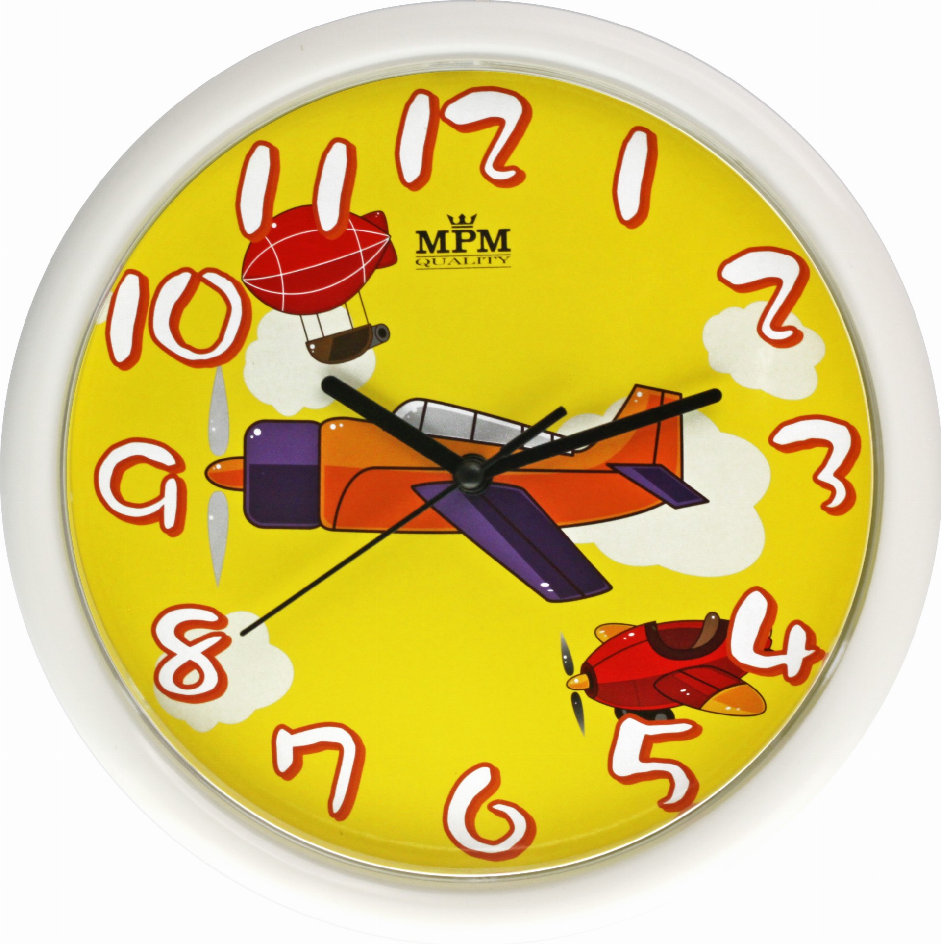 MPM Dětské žluté nástěnné kulaté hodiny MPM E01.3088.0010 (MPM Dětské žluté nástěnné kulaté hodiny MPM E01.3088)