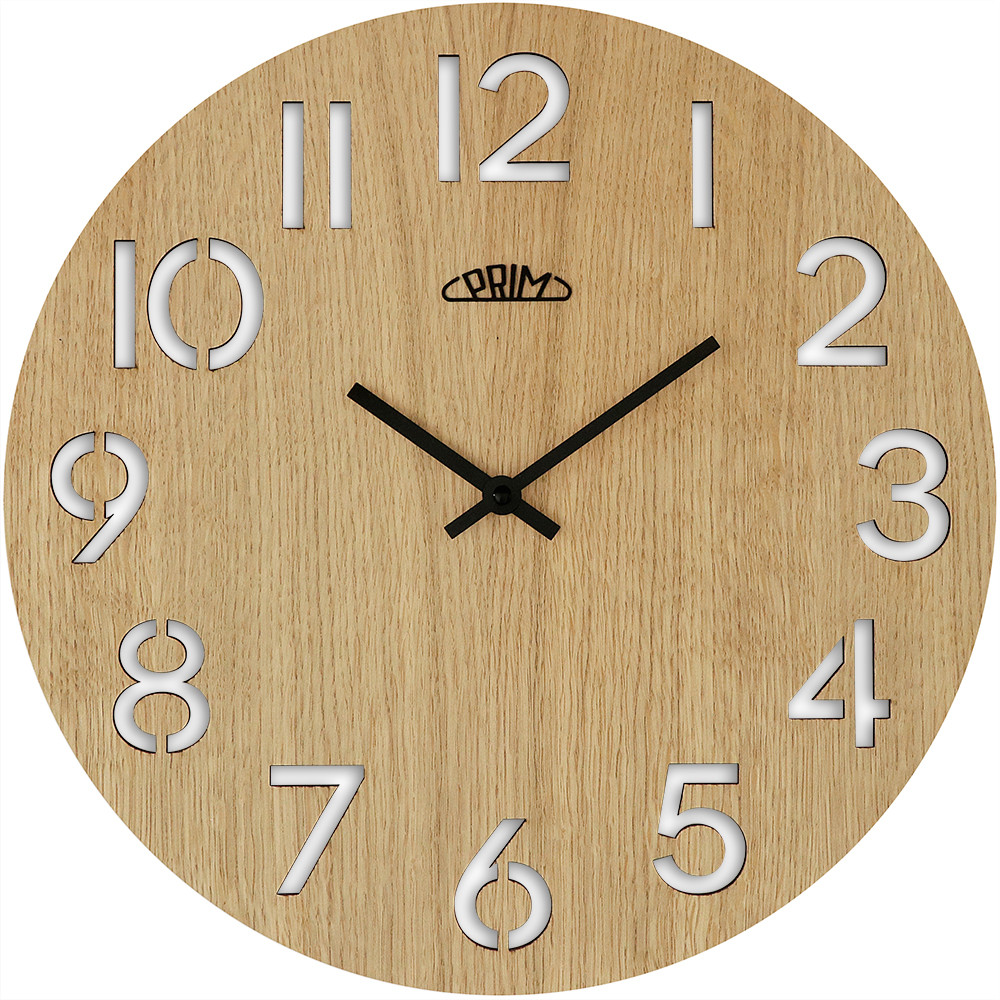 PRIM Dřevěné analogové netikající hodiny PRIM Authentic Veneer - B E07P.4242.51