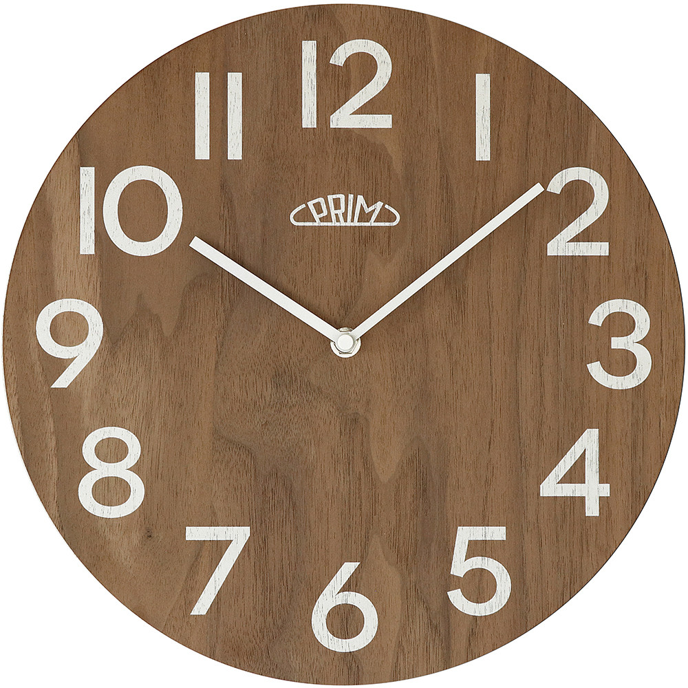 PRIM Dřevěné designové hnědé hodiny PRIM Genuine Veneer - C E07P.4245.5400