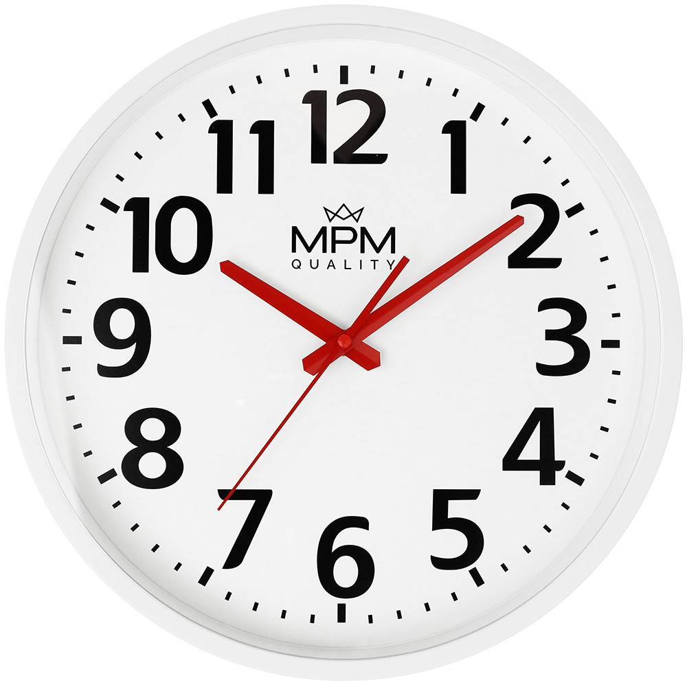 MPM Bílé nástěnné čitelné hodiny MPM Classic - A E01.4205.0000