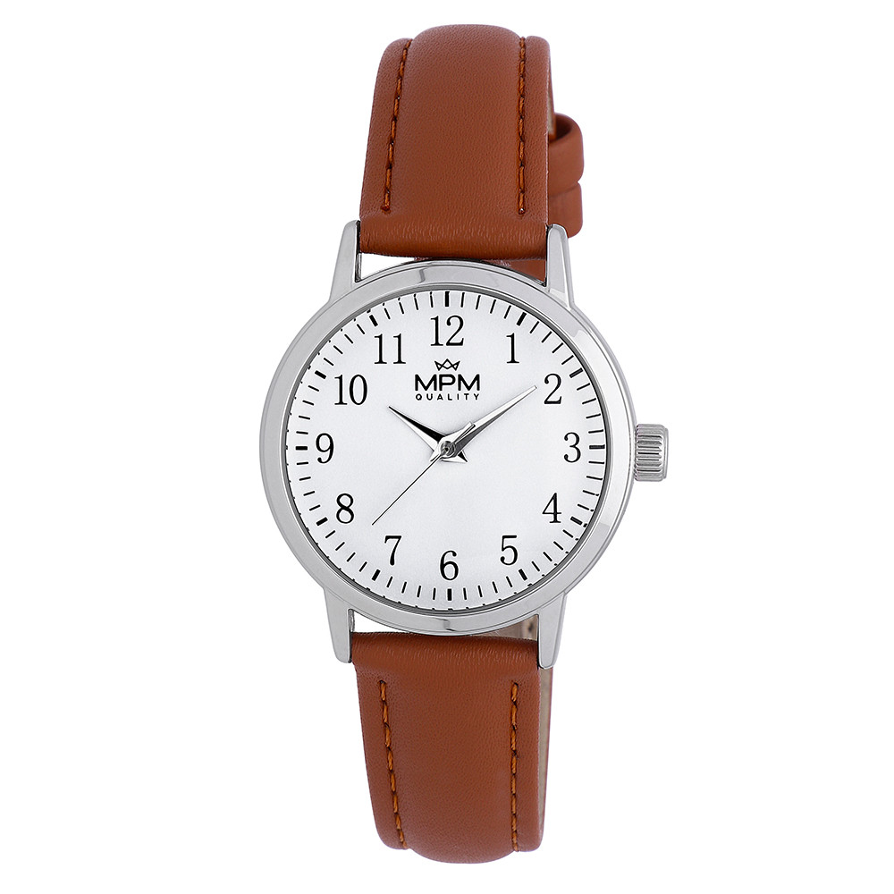 MPM Pánské módní náramkové hodinky s koženým řemínkem  MPM W02M.11194.D