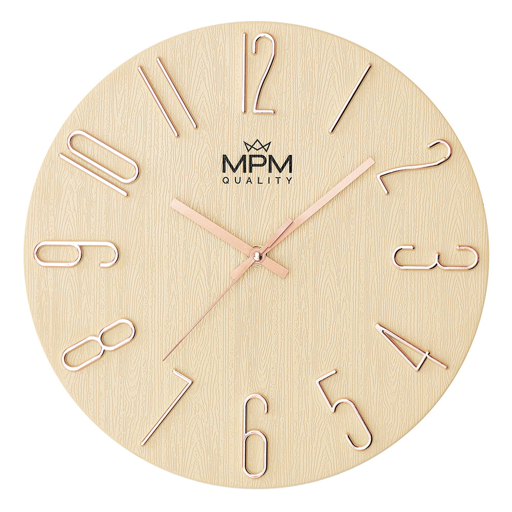 MPM Plastové nástěnné hodiny MPM Primera se vzorem letokruhů MPM Primera - C E01.4302.23