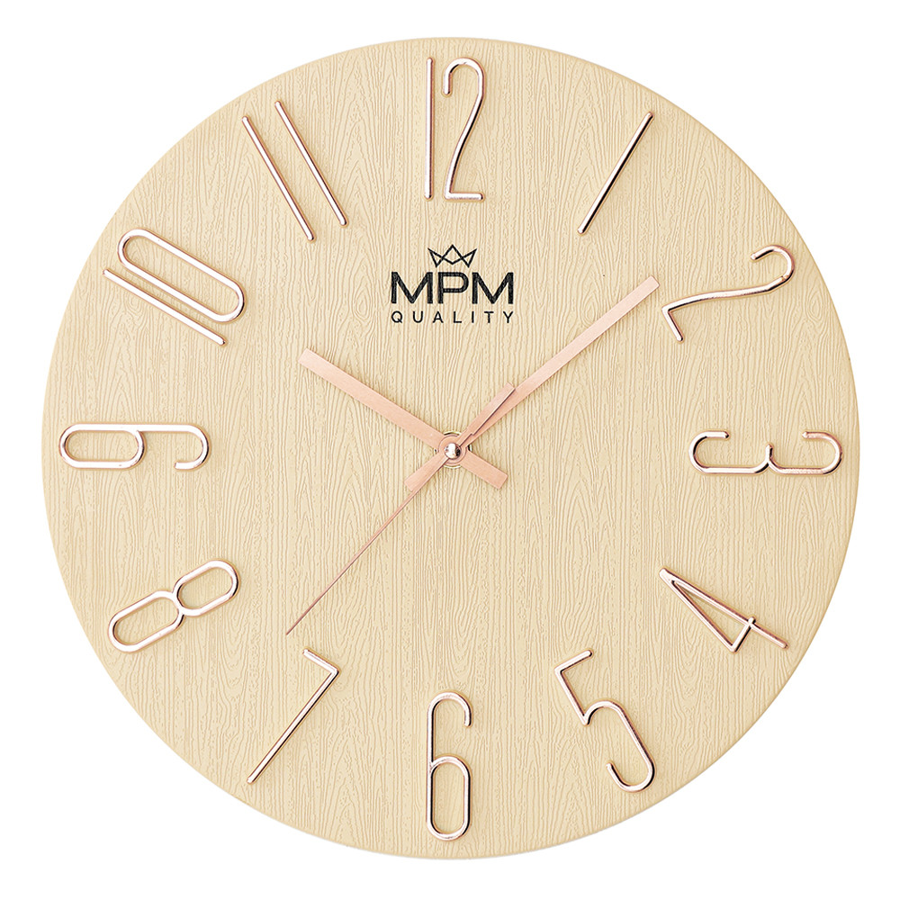 MPM Plastové nástěnné hodiny MPM Primera se vzorem letokruhů MPM Primera - C E01.4302.23