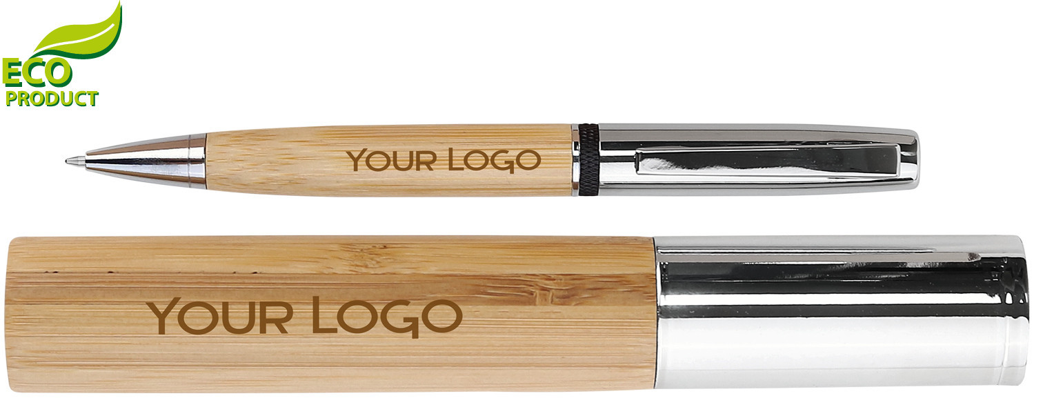 MPM Elegantní kovové kuličkové pero s bambusovým tělem A02.4195.7053