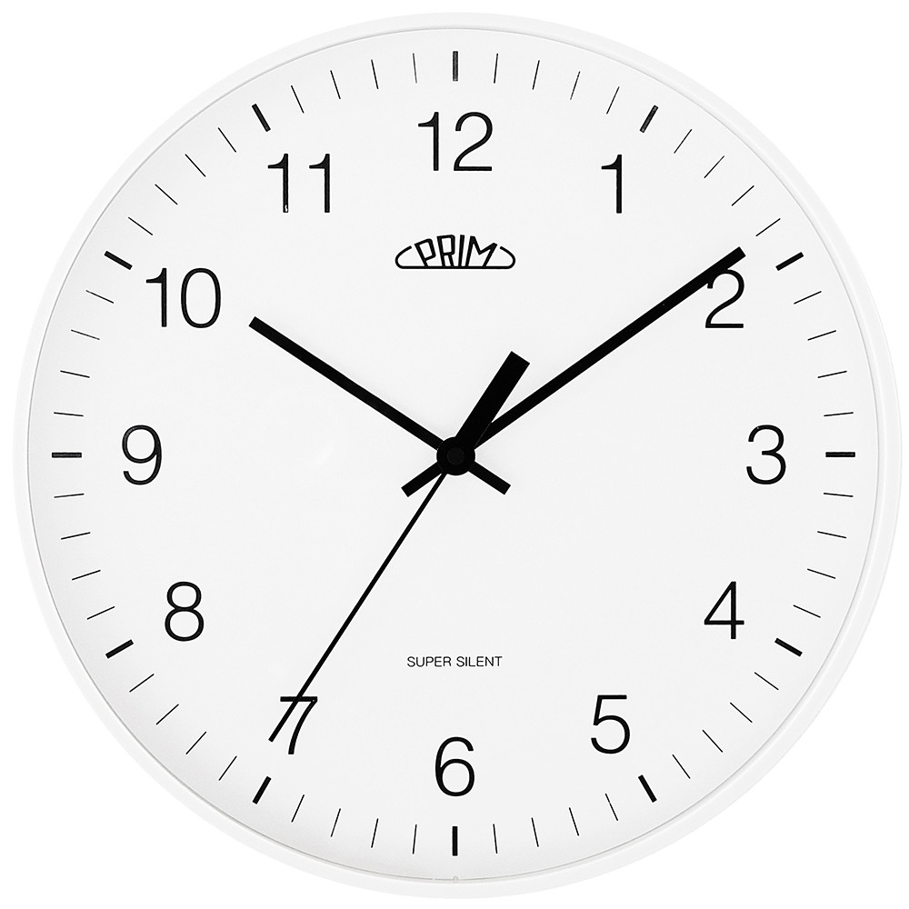 PRIM Nástěnné bílé hodiny PRIM Super silent - bílé E01.4345.00