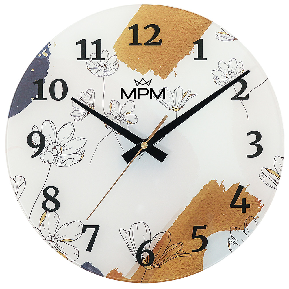 MPM Stylové skleněné hodiny MPM Fiores E09.4377