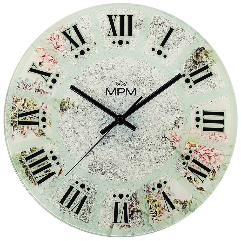 MPM Elegantní skleněné nástěnné hodiny E09.4378