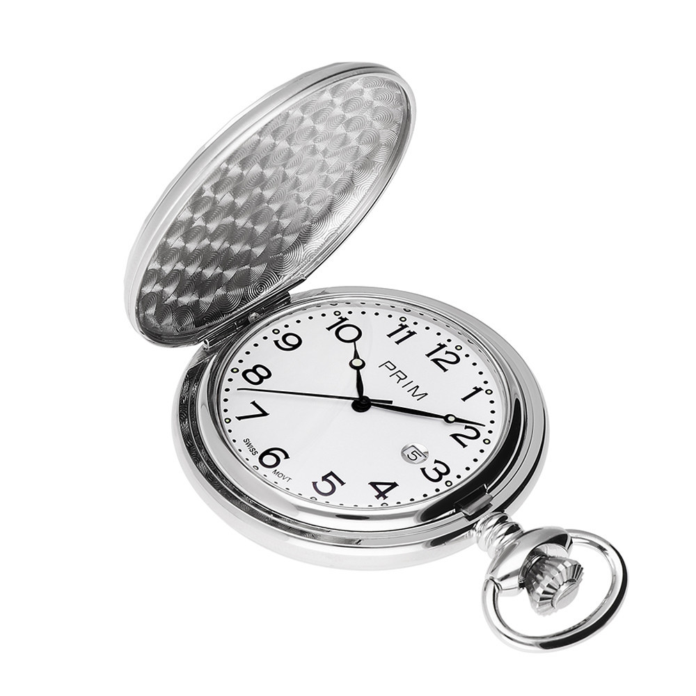 PRIM Kvalitní kapesní hodinky s datumovkou a švýcarským strojkem Ronda 515 PRIM Pocket Present - A W04P.13189.A