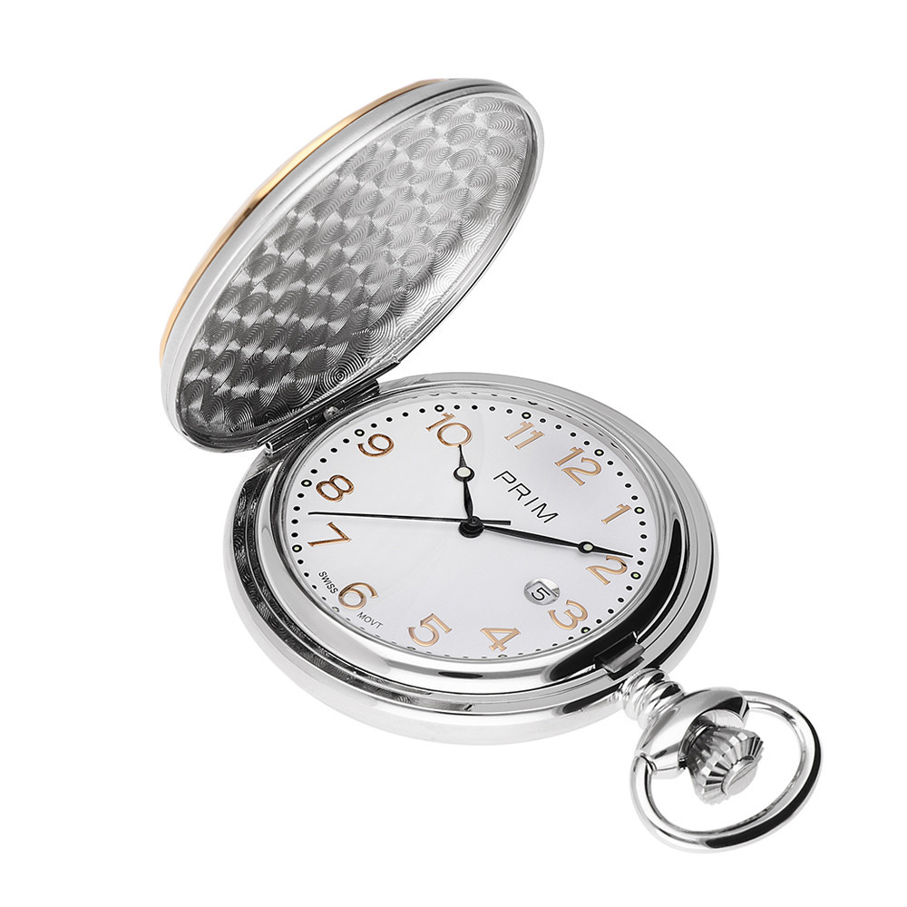 PRIM Kvalitní kapesní hodinky s datumovkou a švýcarským strojkem Ronda 515 PRIM Pocket Present - C W04P.13189.C