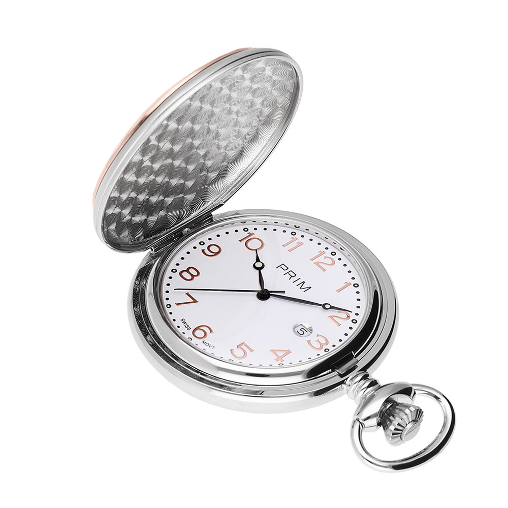 PRIM Kvalitní kapesní hodinky s datumovkou a švýcarským strojkem Ronda 515 PRIM Pocket Present - D W04P.13189.D