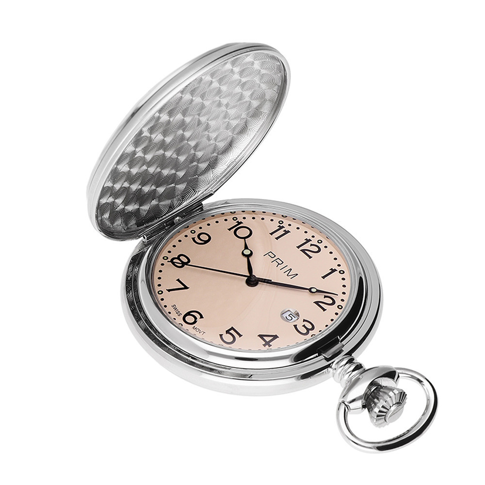 PRIM Kvalitní kapesní hodinky s datumovkou a švýcarským strojkem Ronda 515 PRIM Pocket Present - E W04P.13189.E