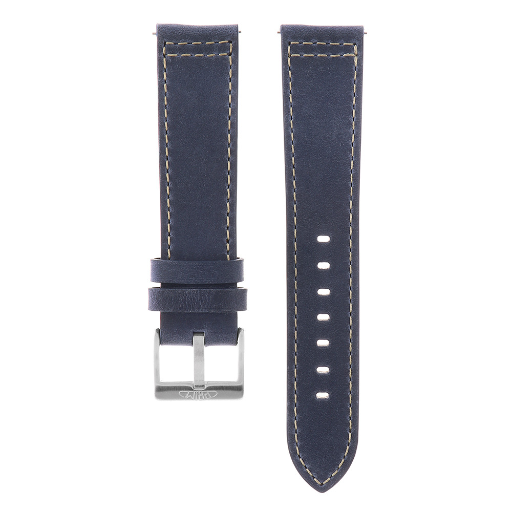 PRIM Pánský modrý kožený řemínek na hodinky RB.13191 (22 mm) - tmavě modrý - PRIM Pilot Dual time 2023