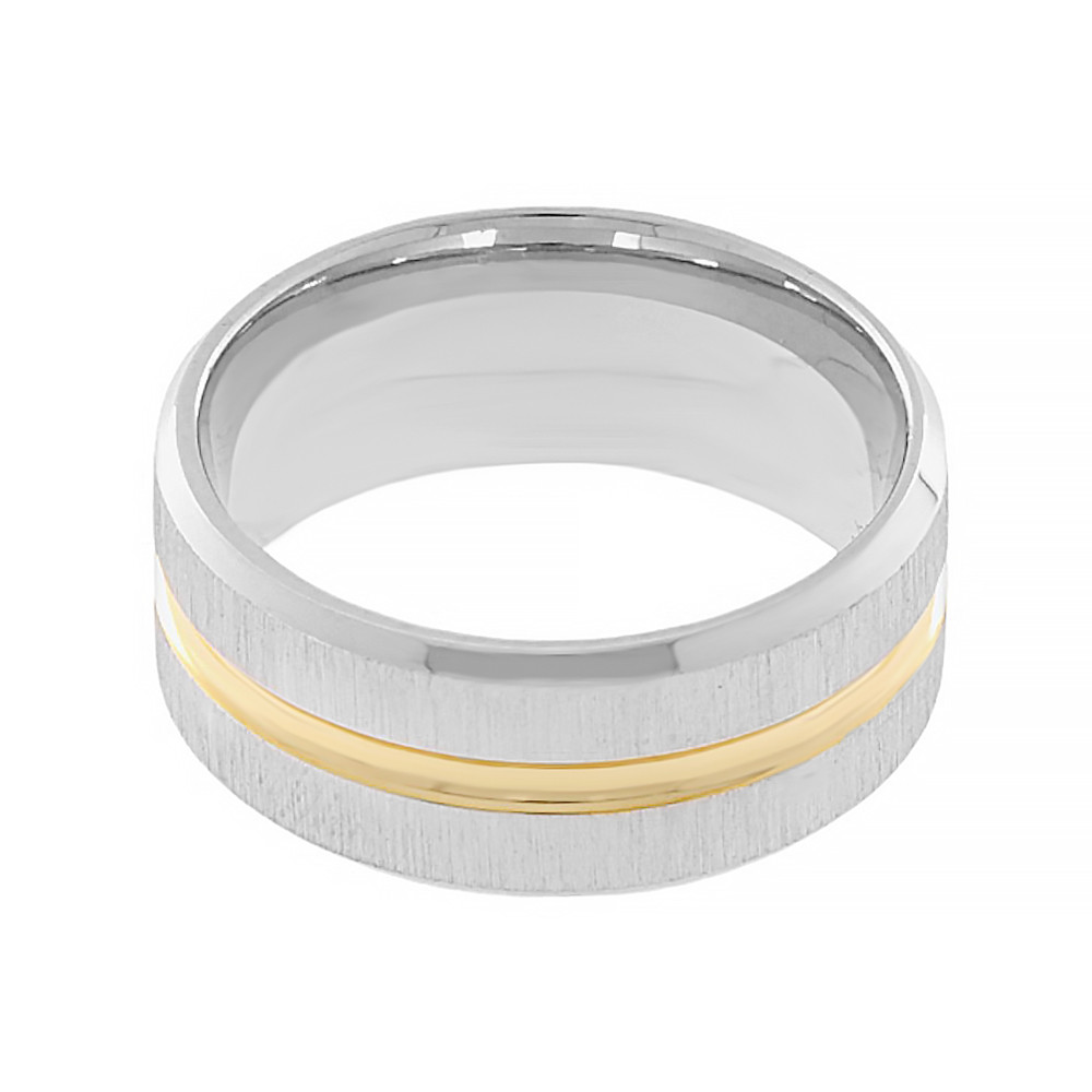 MPM Ocelový snubní nerezový prsten 5239 (velikost 72) - stříbrnozlaté barvy