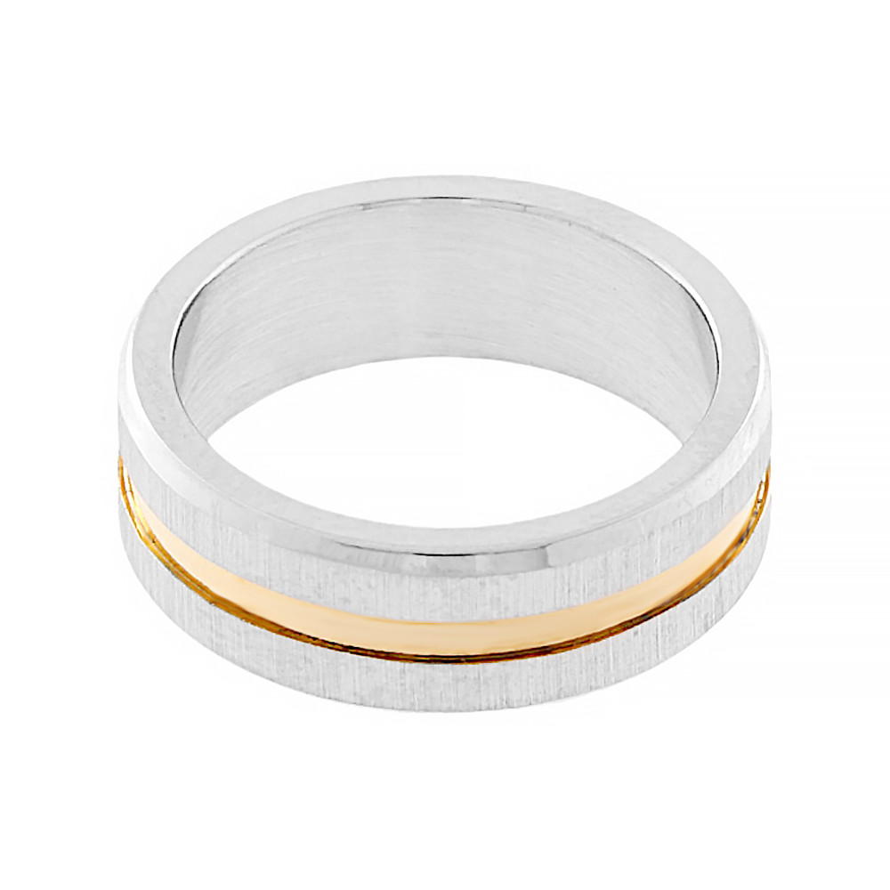 MPM Ocelový snubní nerezový prsten 5239B (velikost 65) - stříbrnozlaté barvy