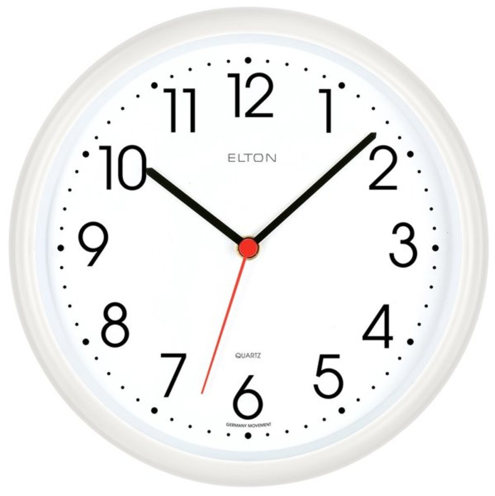 ELTON Kulaté plastové nástěnné hodiny české výroby Elton Minor – bílé E21.4757.00.000742