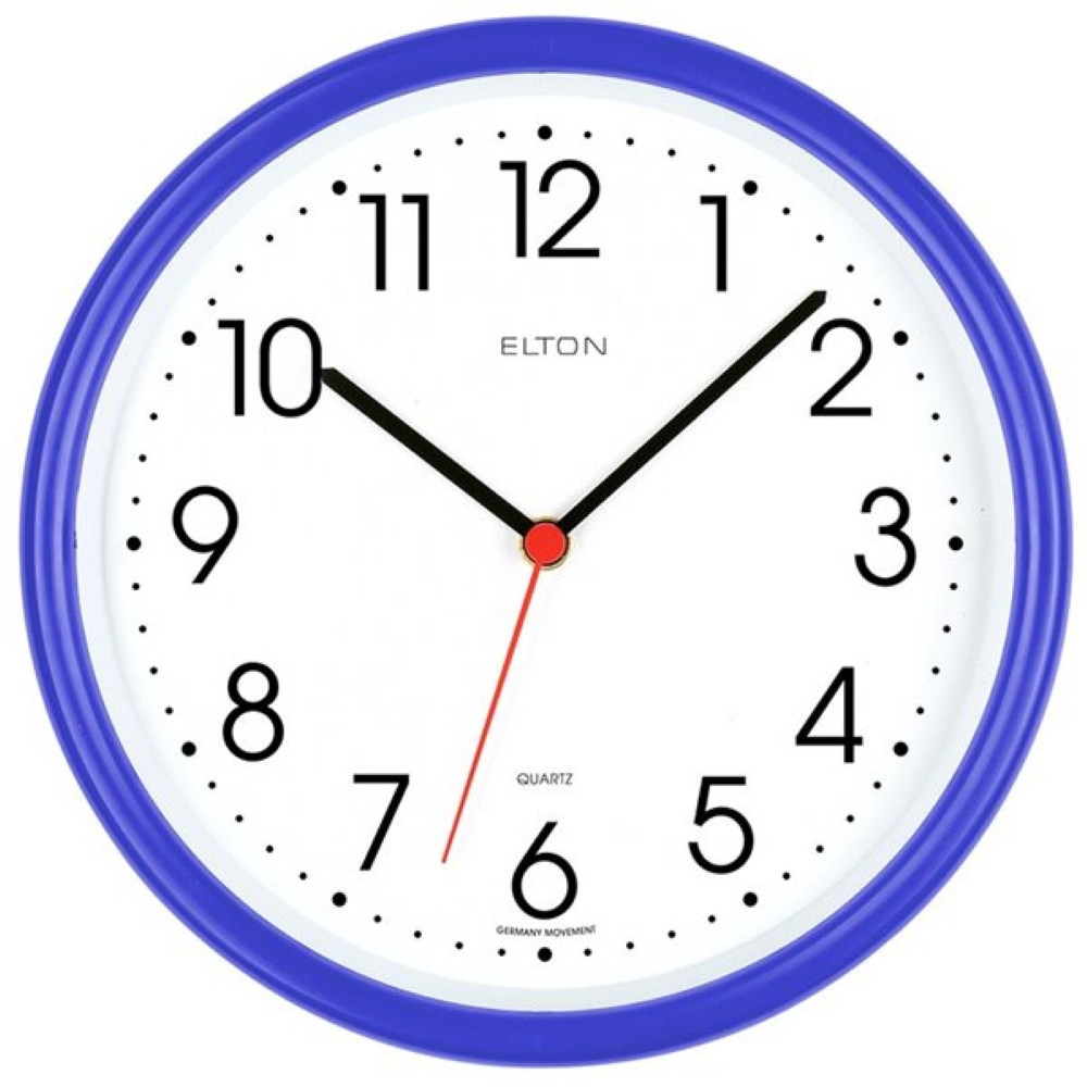 ELTON Kulaté plastové nástěnné hodiny české výroby Elton Minor – modré E21.4758.30.002756
