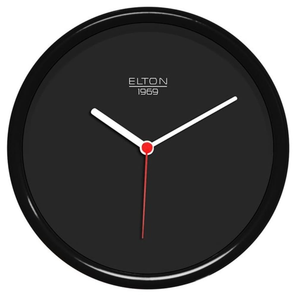 ELTON Kulaté plastové nástěnné hodiny české výroby Elton Pure – černé E21.4768.90.163376