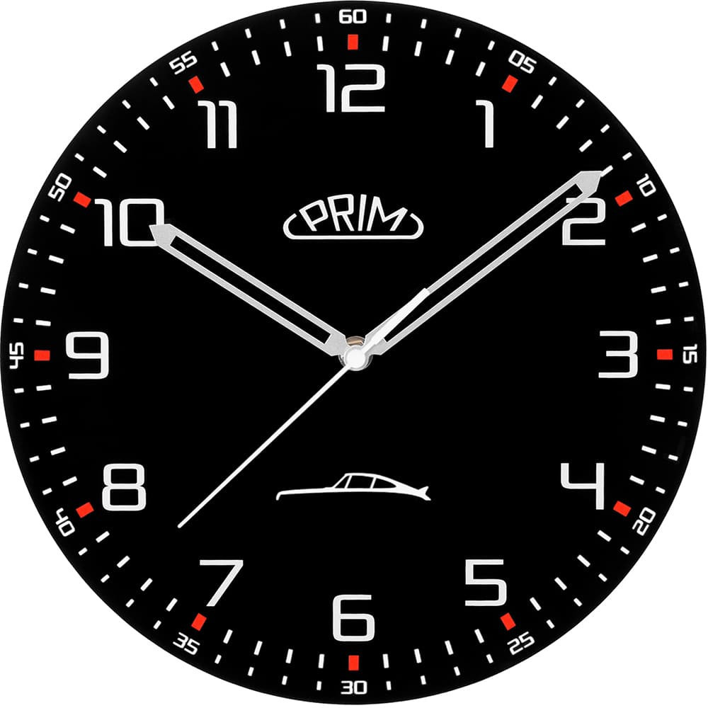 PRIM Černé nástěnné hodiny Prim Speedline - černo-bílé E09.5530.9000