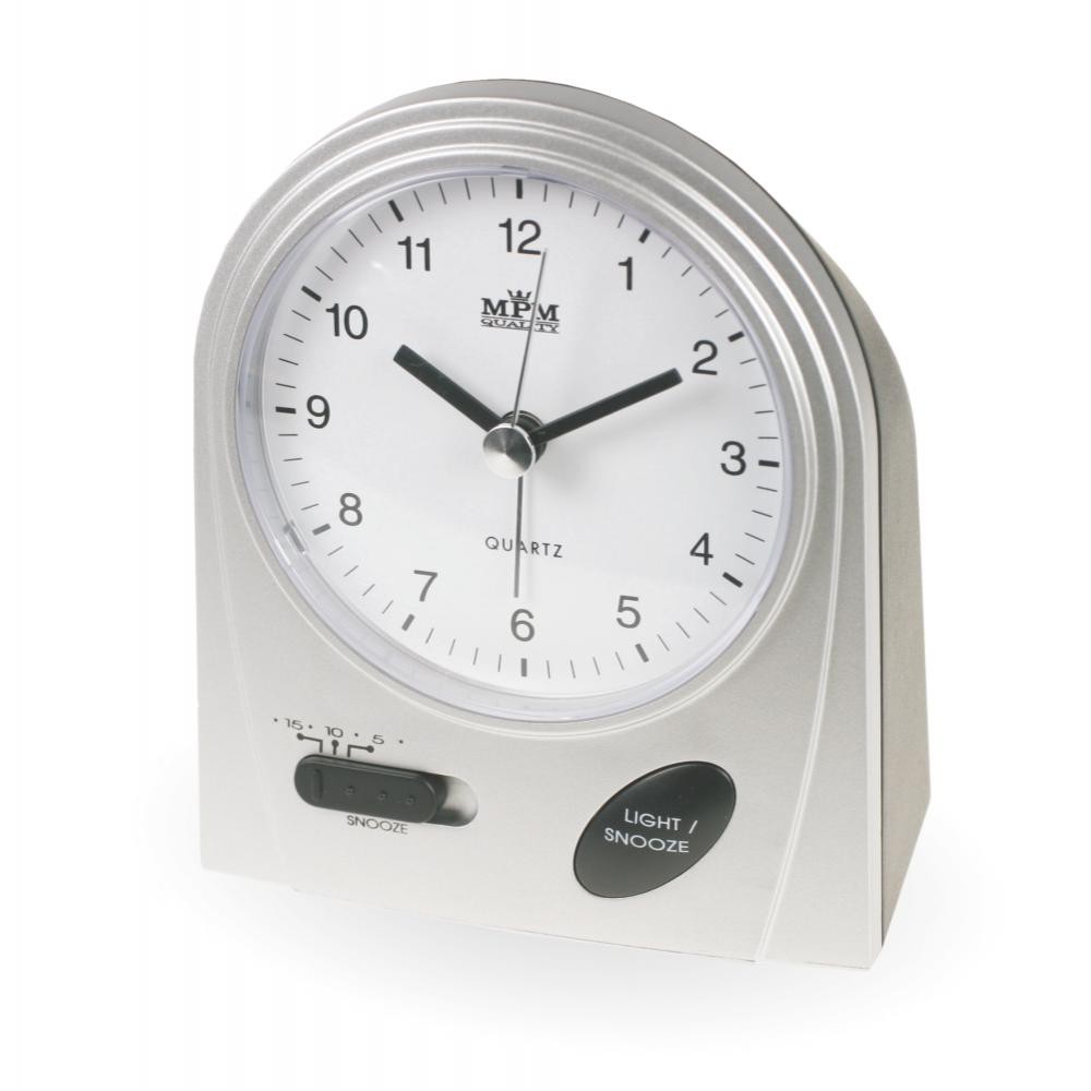 fortov Norm Tempel Plastic Analog alarm clock Silver MPM C01.2563 | MPM TIME - MPM-QUALITY  v.o.s.