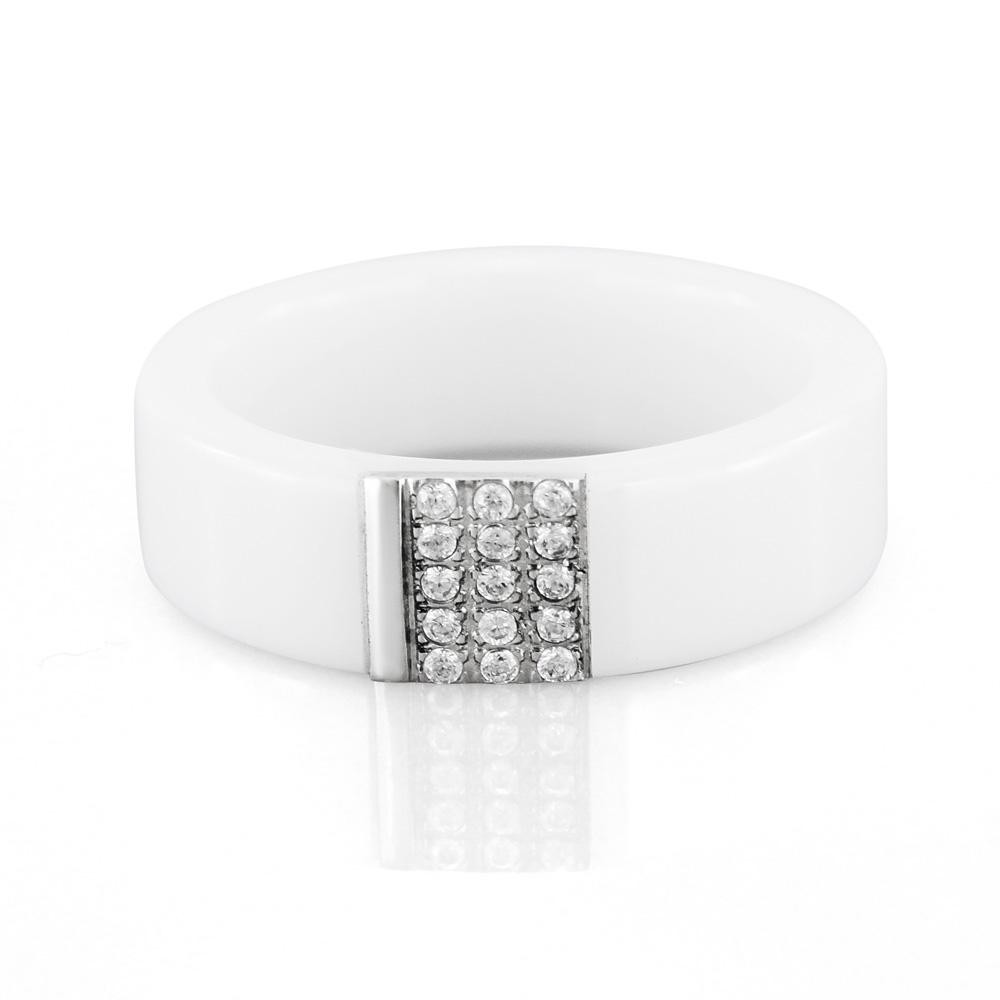 MPM Prsten z chirurgické oceli Ring 7877, Ceramic, size 52 SILVER