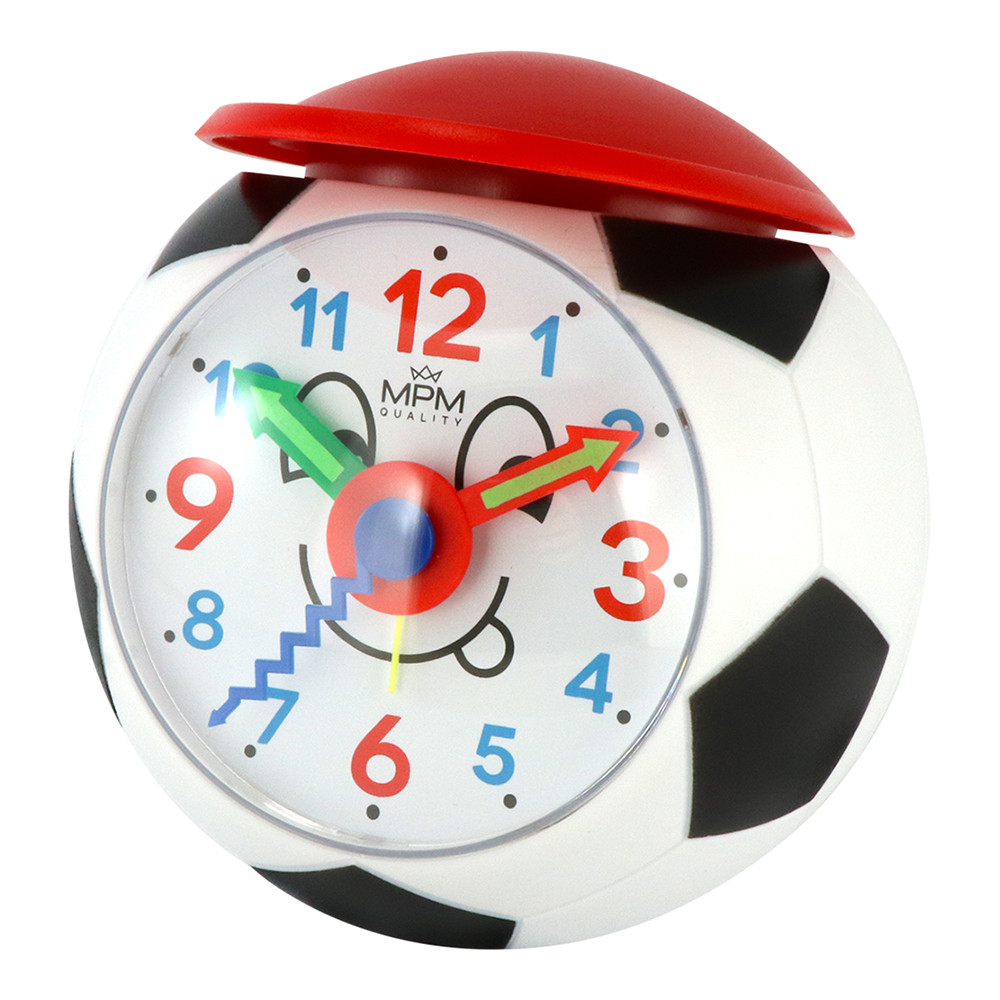MPM Dětský analogový budík MPM C01.2566 - fotbalový míč (MPM Dětský analogový budík MPM C01.2566 - fotbalový míč)