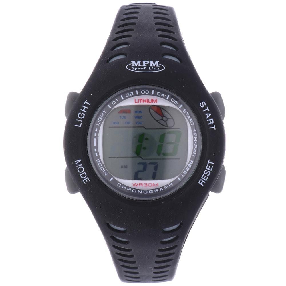 MPM Černé digitální hodinky MPM 352-RO180L (čer-šed)
