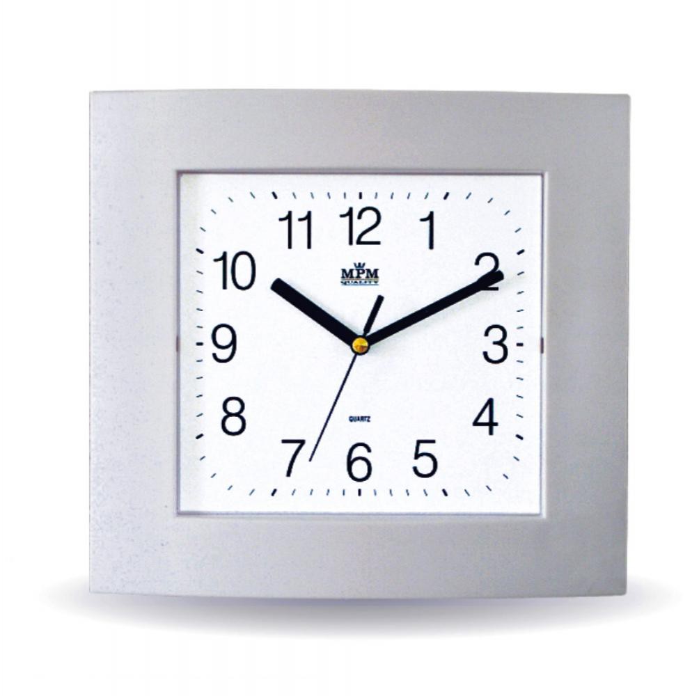 MPM Hranaté bílé nástěnné hodiny MPM E01.2461 (MPM Hranaté bílé nástěnné hodiny MPM E01.2461)