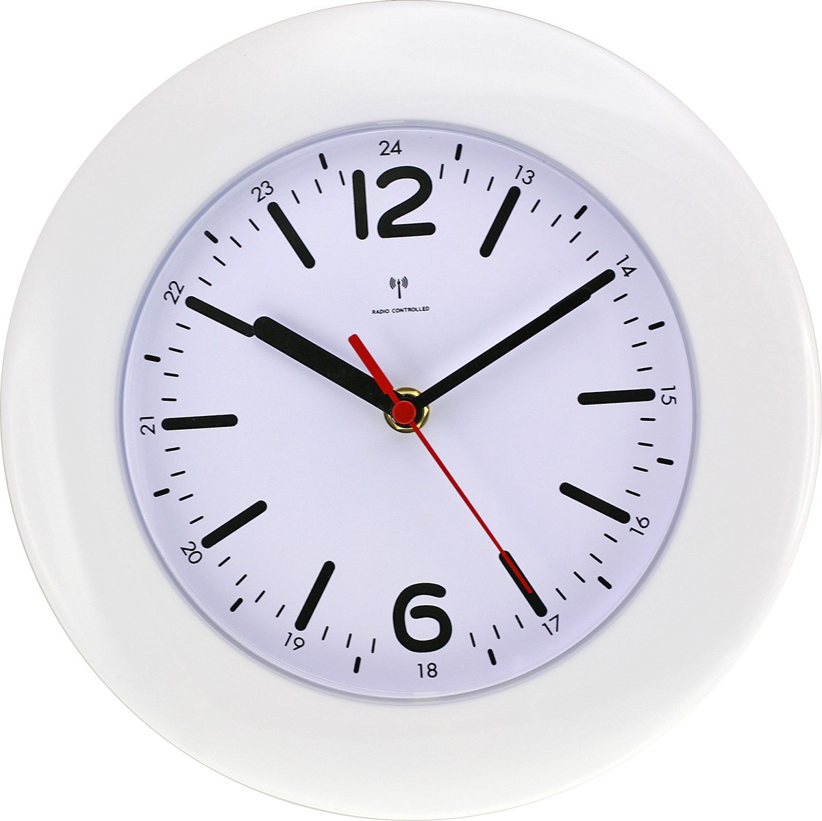 MPM Bílé rádiem řízené nástěnné hodiny s praktickým stojánkem E01.2953.00.I