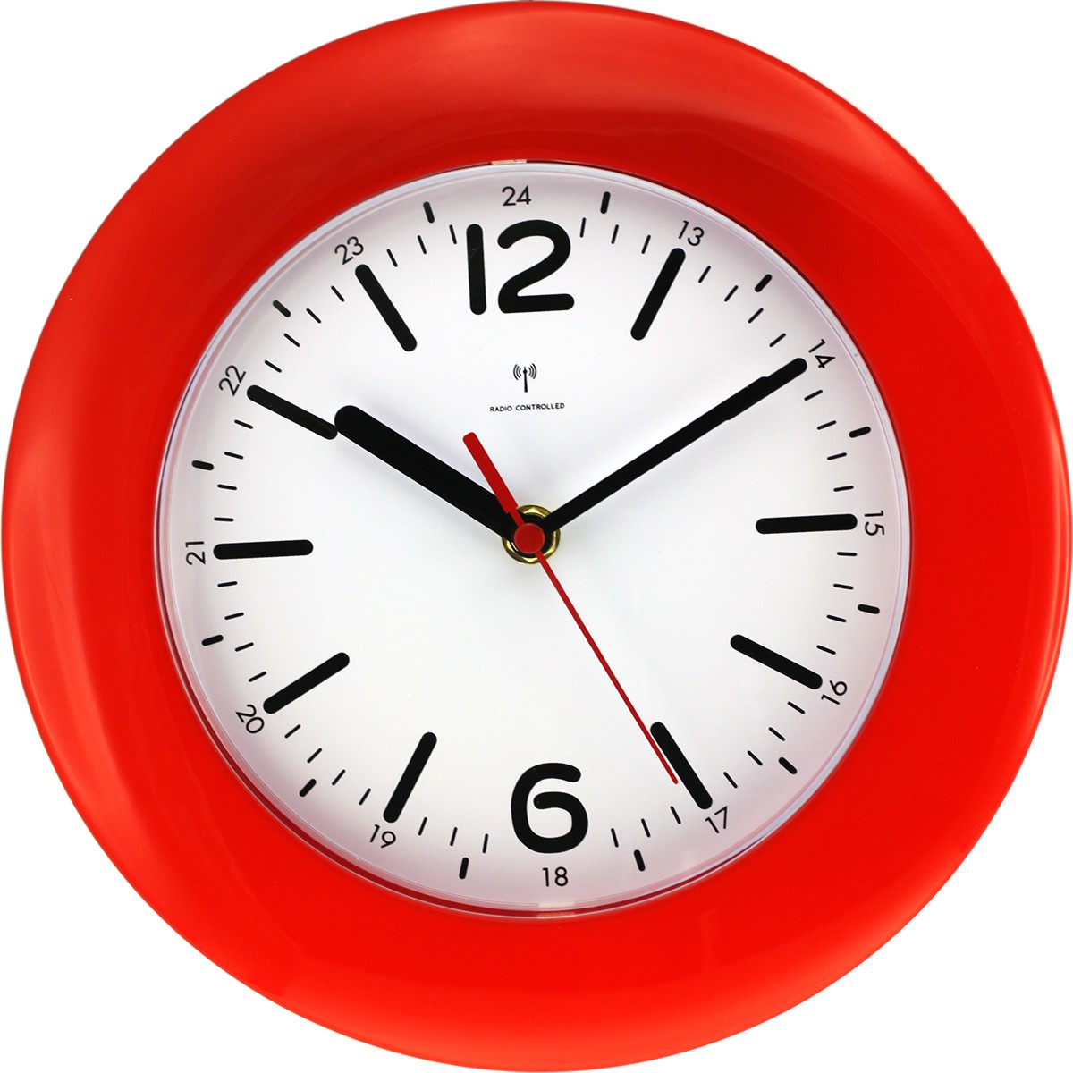 MPM Červené rádiem řízené nástěnné hodiny s praktickým stojánkem E01.2953.20.I