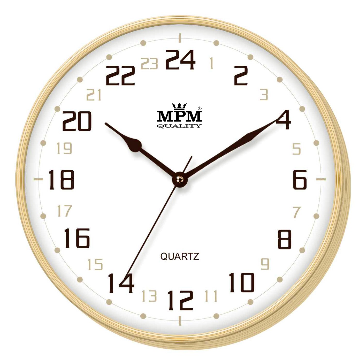 MPM SVětle hnědé nástěnné kulaté hodiny MPM E01.2976.51.G (MPM SVětle hnědé nástěnné kulaté hodiny MPM E01.2976.51.G)